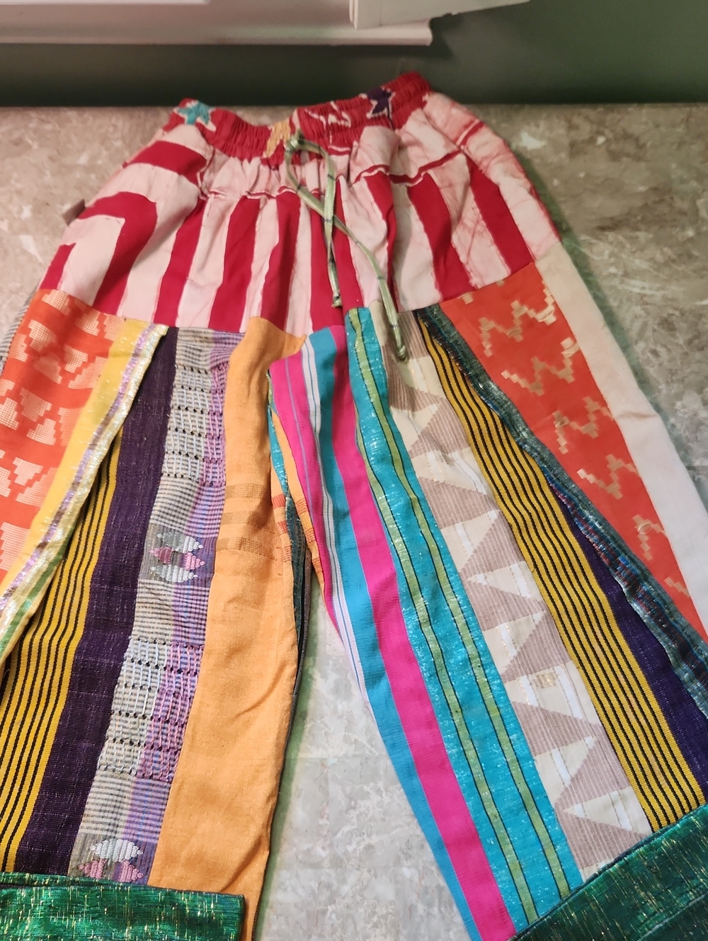 Moye Boho Patchwork Wide Leg Pants - Multicolor